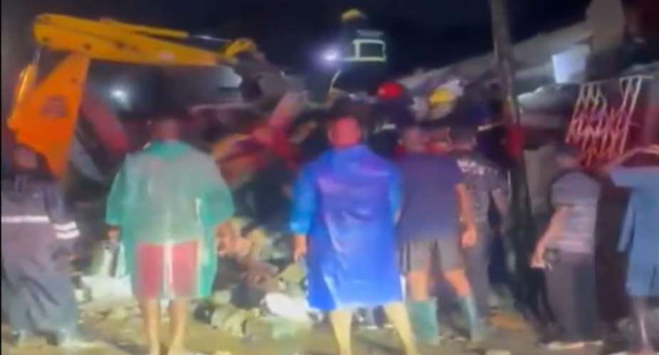 One dead, two children trapped after three storey building collapse at Adenta